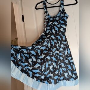 Blackmilk Modified Black and Blue Shark Reversible Skater Dress